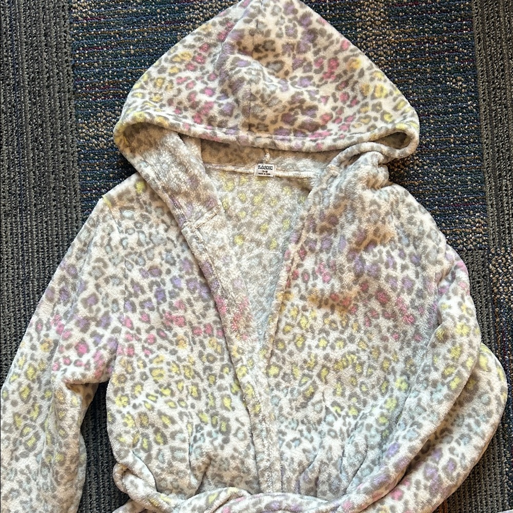 Target Cozy Fleece  Kids Leopard Print Robe - Multicolor - Picture 2 of 3